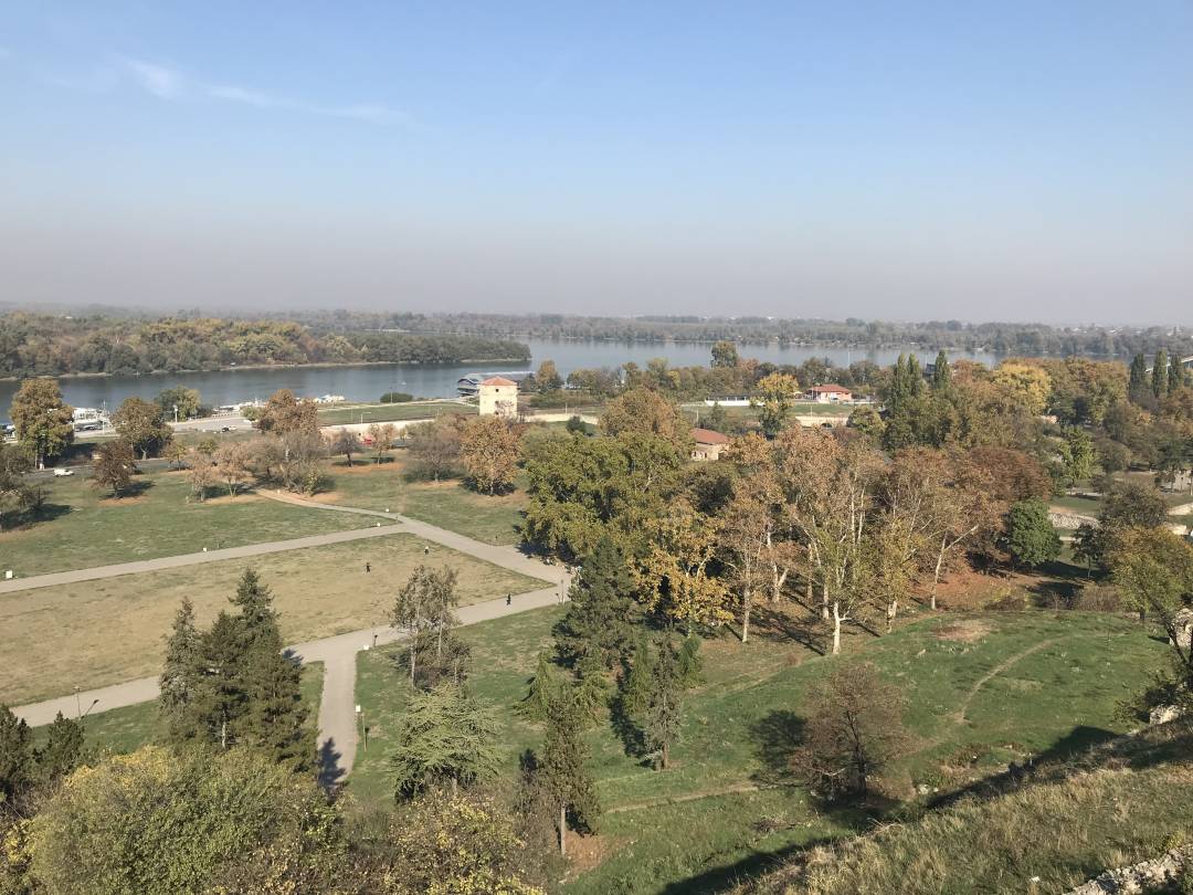 Confluence of Sava and Danube rivers